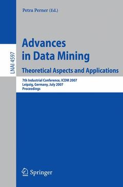 Couverture de l’ouvrage Advances in Data Mining - Theoretical Aspects and Applications