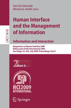 Couverture de l’ouvrage Human Interface and the Management of Information. Information and Interaction