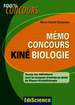 Couverture de l’ouvrage Mémo concours Kiné biologie (100% concours)