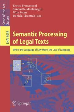 Cover of the book Semantic Processing of Legal Texts