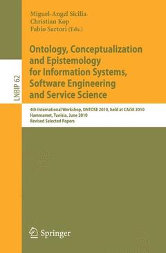 Cover of the book Ontology, Conceptualization and Epistemology for Information Systems, Software Engineering and Service Science