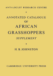 Couverture de l’ouvrage Annotated Catalogue of African Grasshoppers