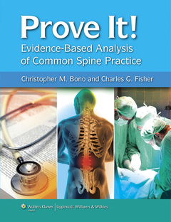 Cover of the book Prove it! Evidence-based analysis of com mon spine practice