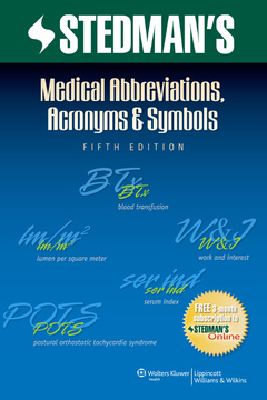 Couverture de l’ouvrage Stedman's Medical Abbreviations, Acronyms & Symbols