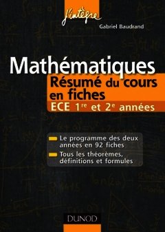 Couverture de l’ouvrage Mathématques, résumé du cours en fiches ECE 1er et 2e années (Coll. J'intègre)