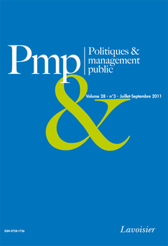 Couverture de l’ouvrage Politiques & management public Volume 28 N° 3 - Juillet-Septembre 2011