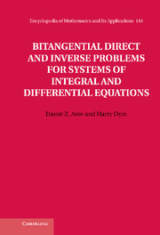 Couverture de l’ouvrage Bitangential Direct and Inverse Problems for Systems of Integral and Differential Equations