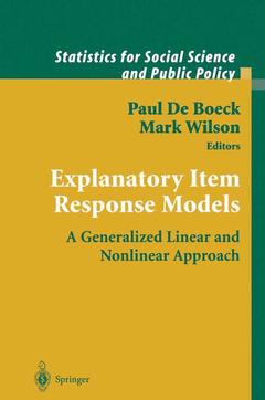 Couverture de l’ouvrage Explanatory Item Response Models