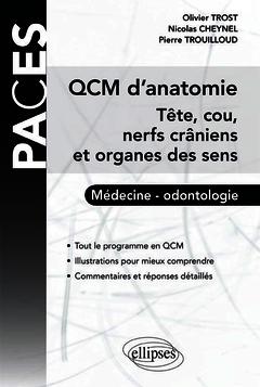 Couverture de l’ouvrage QCM d'Anatomie - Tête, cou, nerfs crâniens et organes des sens