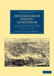 Couverture de l’ouvrage Diplomatarium veneto-levantinum