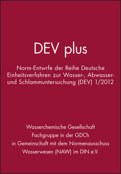 Couverture de l’ouvrage Dev plus - norm-entwürfe der reihe deutsche einheitsverfahren fur wasser-, abwasser- und schlammuntersuchung (dev) (paperback)