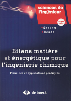 Couverture de l’ouvrage Bilan matière et énergétique pour l'ingénierie chimique
