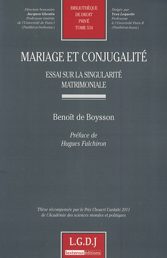 Couverture de l’ouvrage mariage et conjugalité - essai sur la singularité matrimoniale
