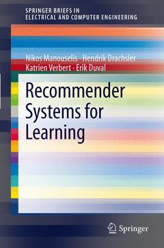 Couverture de l’ouvrage Recommender Systems for Learning