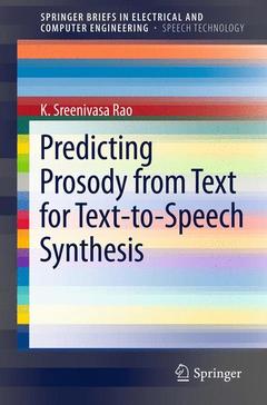 Couverture de l’ouvrage Predicting Prosody from Text for Text-to-Speech Synthesis