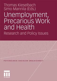 Couverture de l’ouvrage Unemployment, Precarious Work and Health