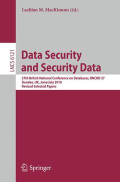 Couverture de l’ouvrage Data Security and Security Data