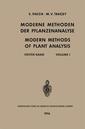 Couverture de l'ouvrage Moderne Methoden der Pflanzenanalyse / Modern Methods of Plant Analysis