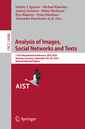 Couverture de l'ouvrage Analysis of Images, Social Networks and Texts