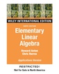 Couverture de l'ouvrage WIE elementary linear algebra with applications,
